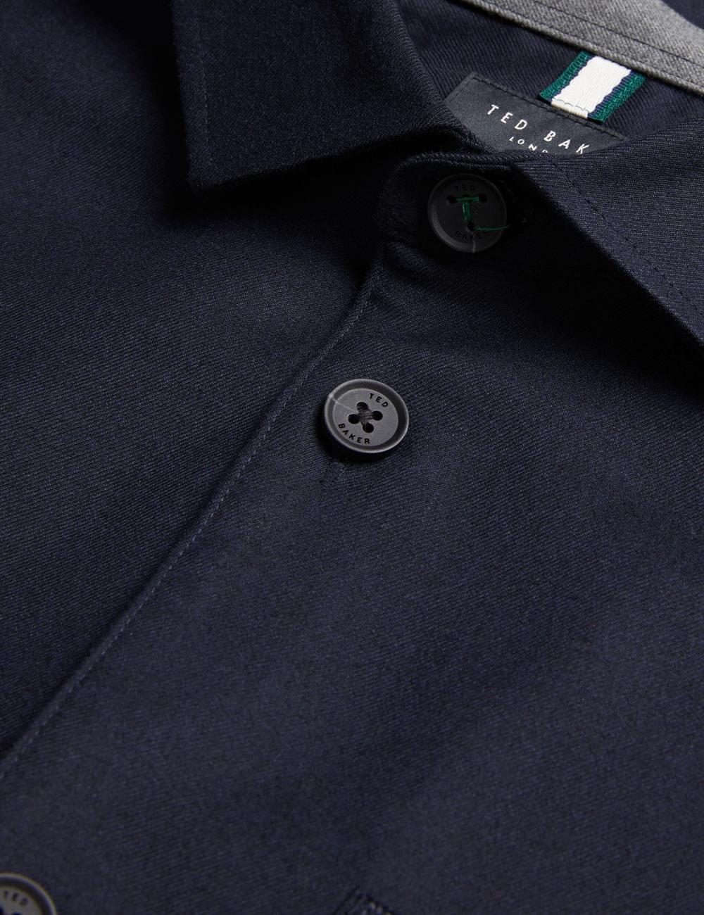 Navy Men Ted Baker GAIUS - Wool Blend With Pocket Detail Casual Shirts | NZ  PGCR-68130