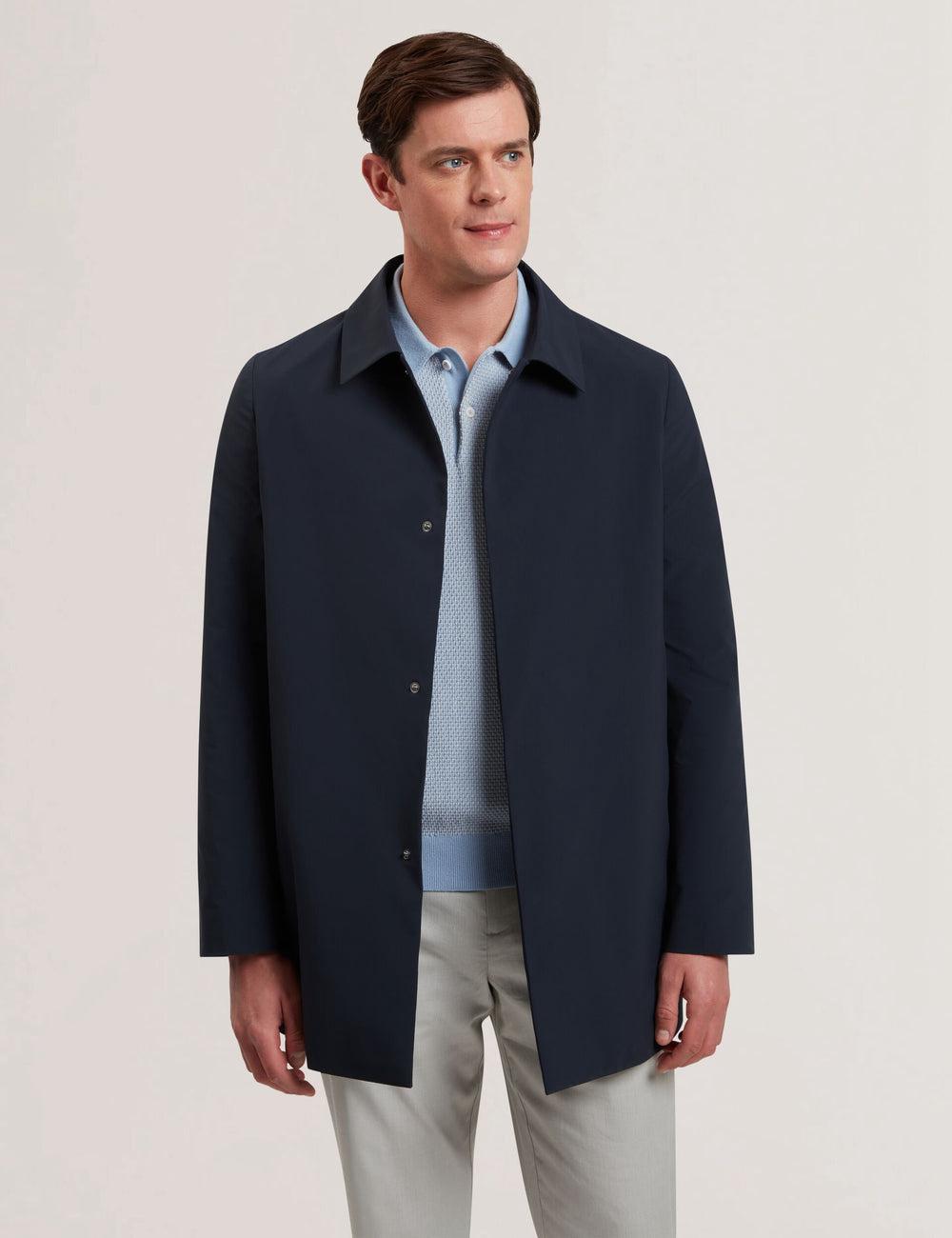 Navy Men Ted Baker HUMMELS - Lightweight Short City Mac Jackets | NZ  XWME-49780