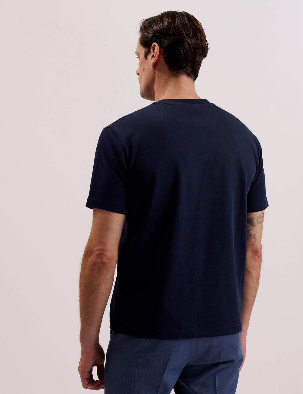 Navy Men Ted Baker KORNKA - Short Sleeve Relaxed Fit Cotton T-Shirts | NZ  IHYT-52903