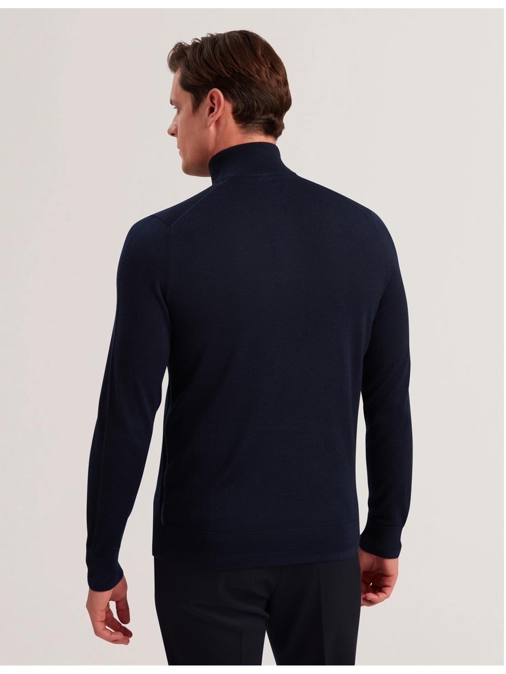 Navy Men Ted Baker LIMEHAS - Wool Quarter Zip Funnel Neck Sweater Jumpers | NZ  QDRM-94683