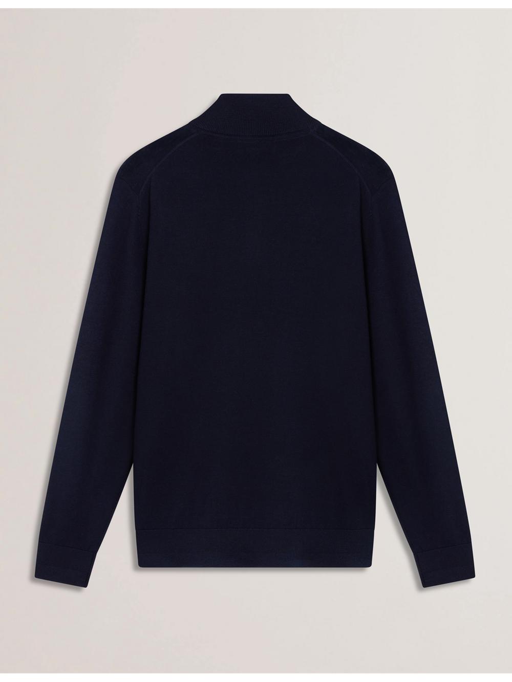 Navy Men Ted Baker LIMEHAS - Wool Quarter Zip Funnel Neck Sweater Jumpers | NZ  QDRM-94683