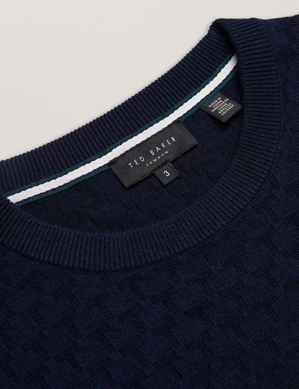 Navy Men Ted Baker LOUNG - Textured T Knit Crew Neck Jumpers | NZ  UFNM-71298