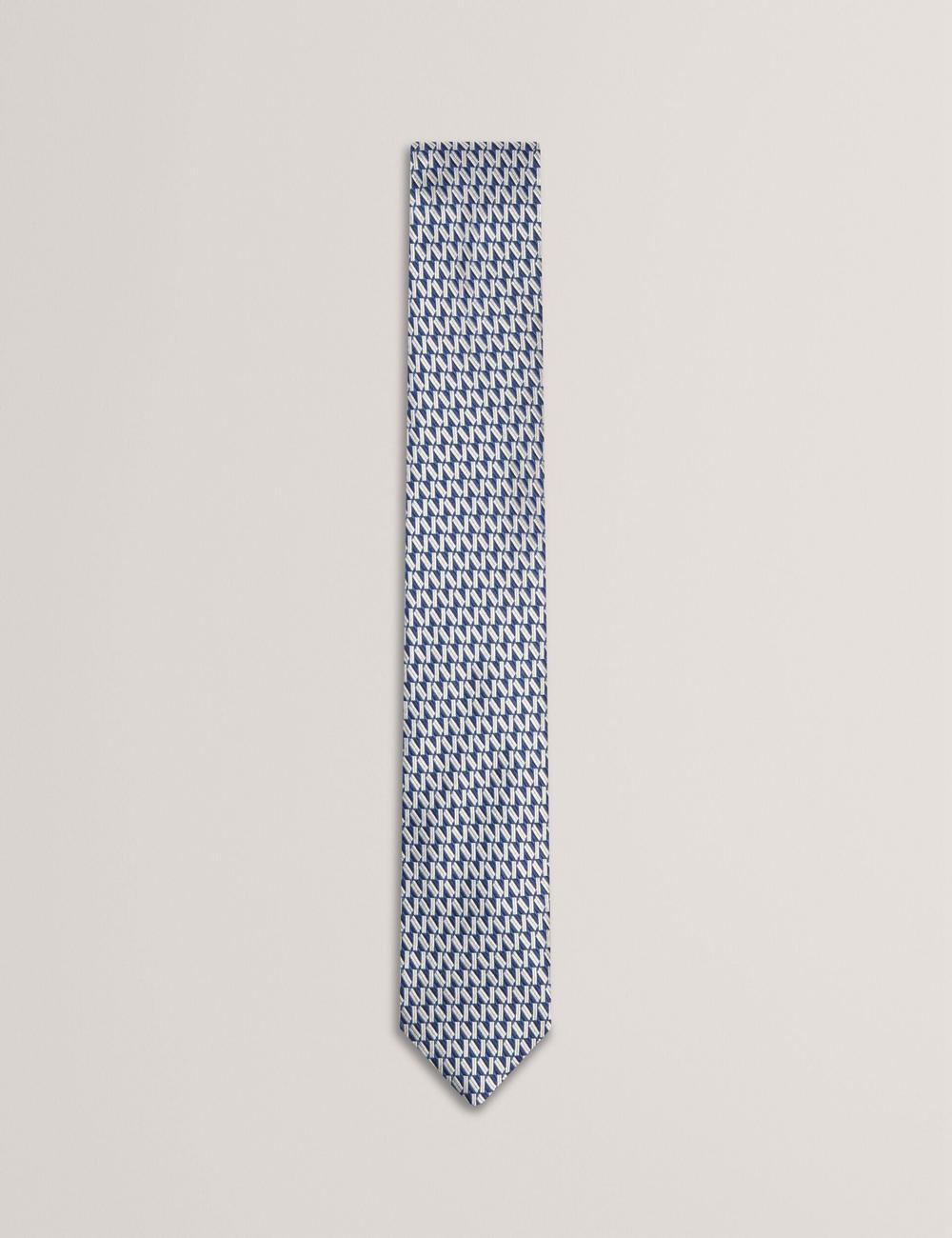 Navy Men Ted Baker MILAK - Geometric Pattern Silk Ties | NZ  WLXG-27810