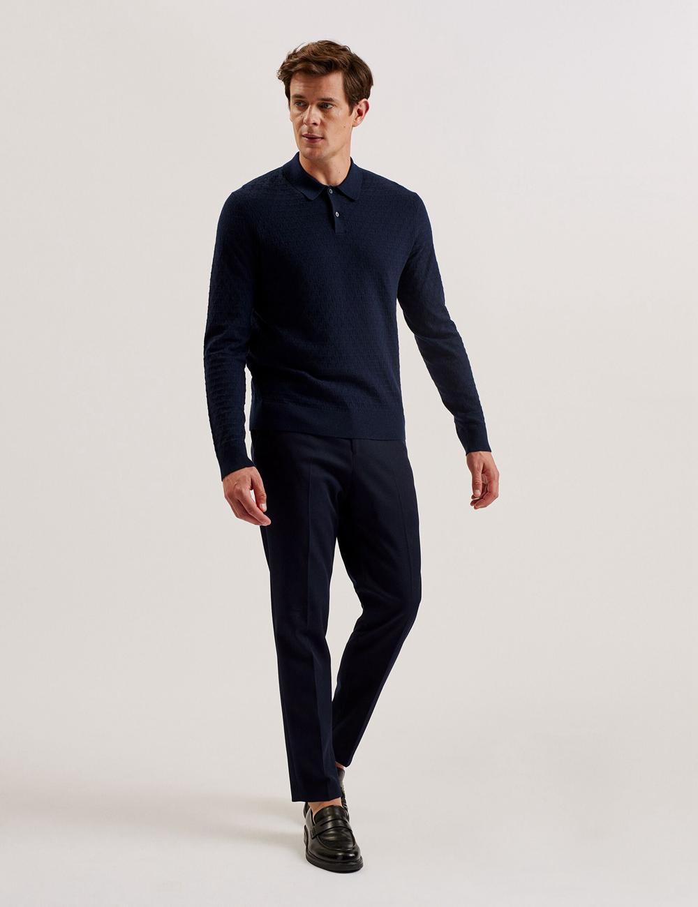 Navy Men Ted Baker MORAR - T Knit Long Sleeve Top Jumpers | NZ  QPIU-53412