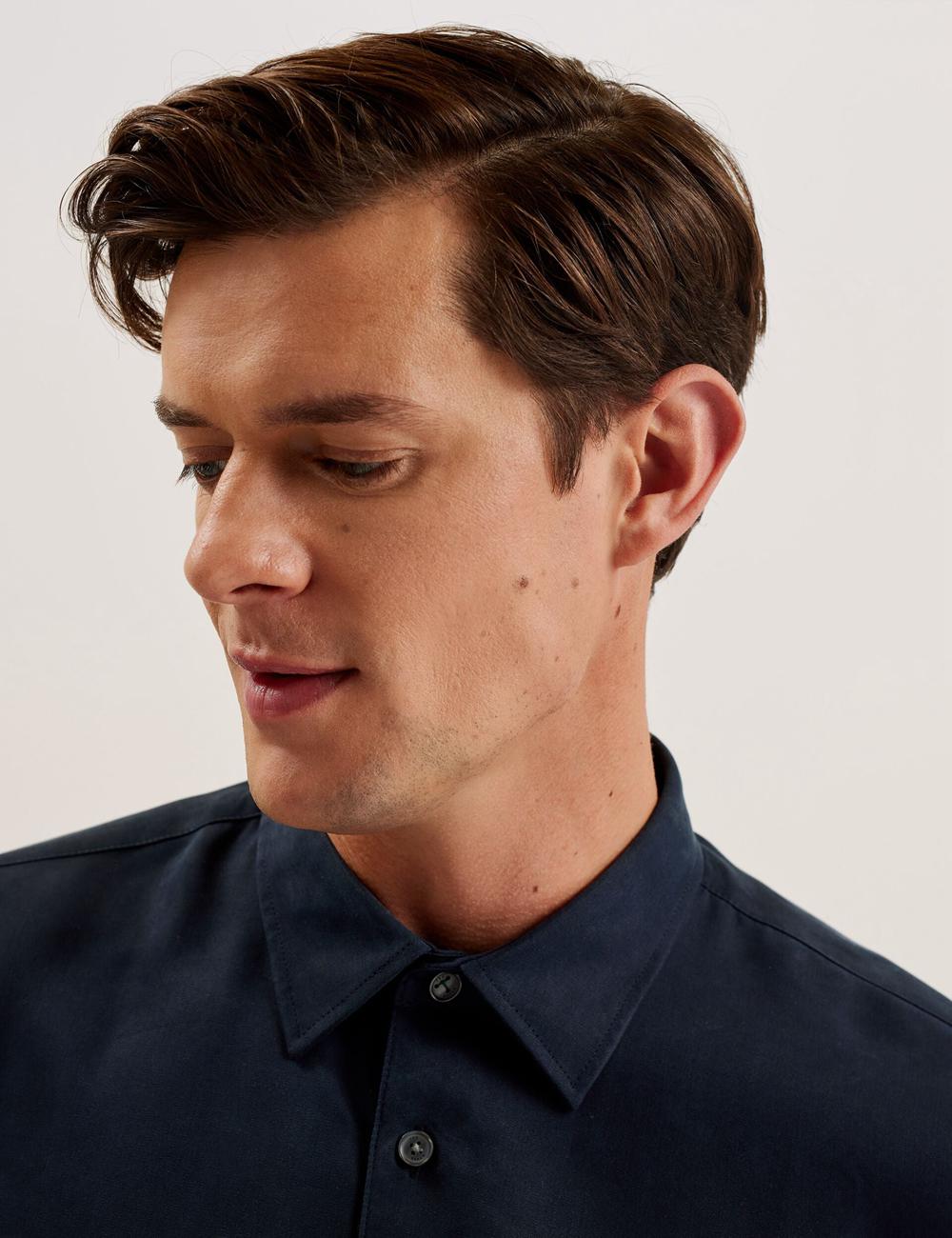 Navy Men Ted Baker NESSMEN - Embroidered Detail Relaxed Fit Casual Shirts | NZ  BSLH-92873