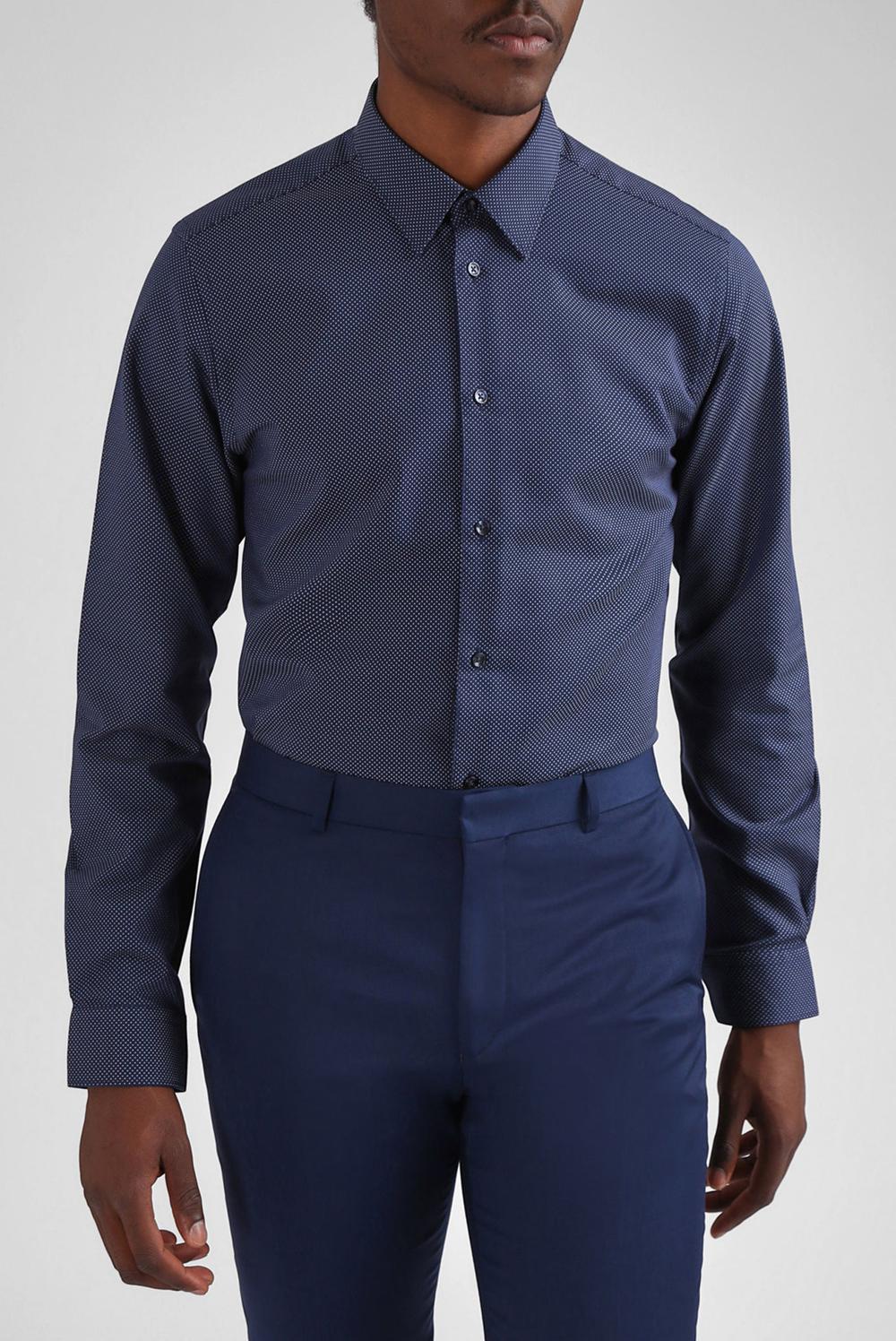 Navy Men Ted Baker ODAIR - Pin Dot Slim Fit Cotton Formal Shirts | NZ  MQCZ-41723