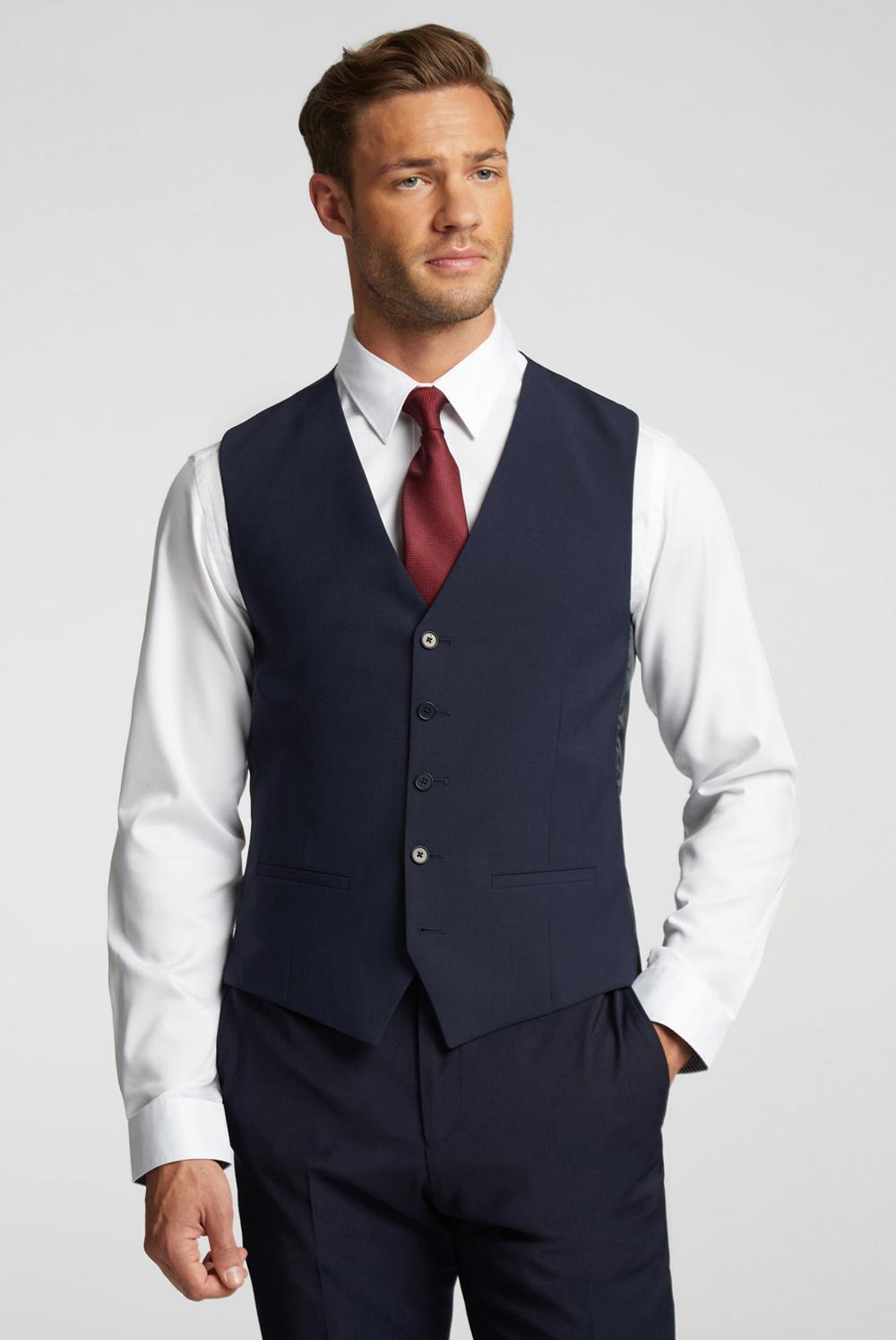 Navy Men Ted Baker PANAMA - Wool Blend Slim Fit Suit Waistcoat | NZ  XCBL-97481