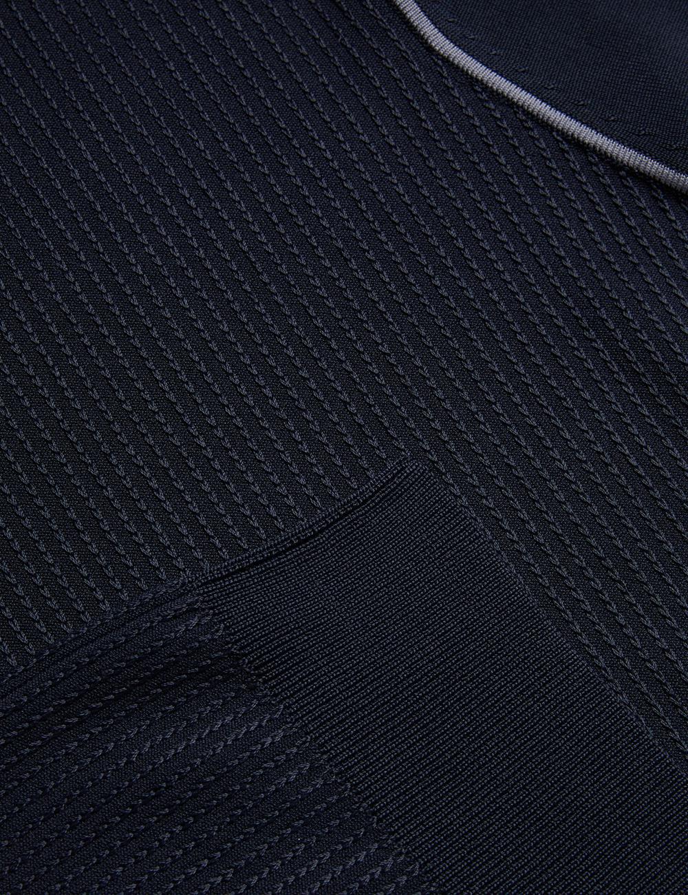 Navy Men Ted Baker PAXTO - Textured Zip With Striped Collar Polos Shirts | NZ  BTRU-14093