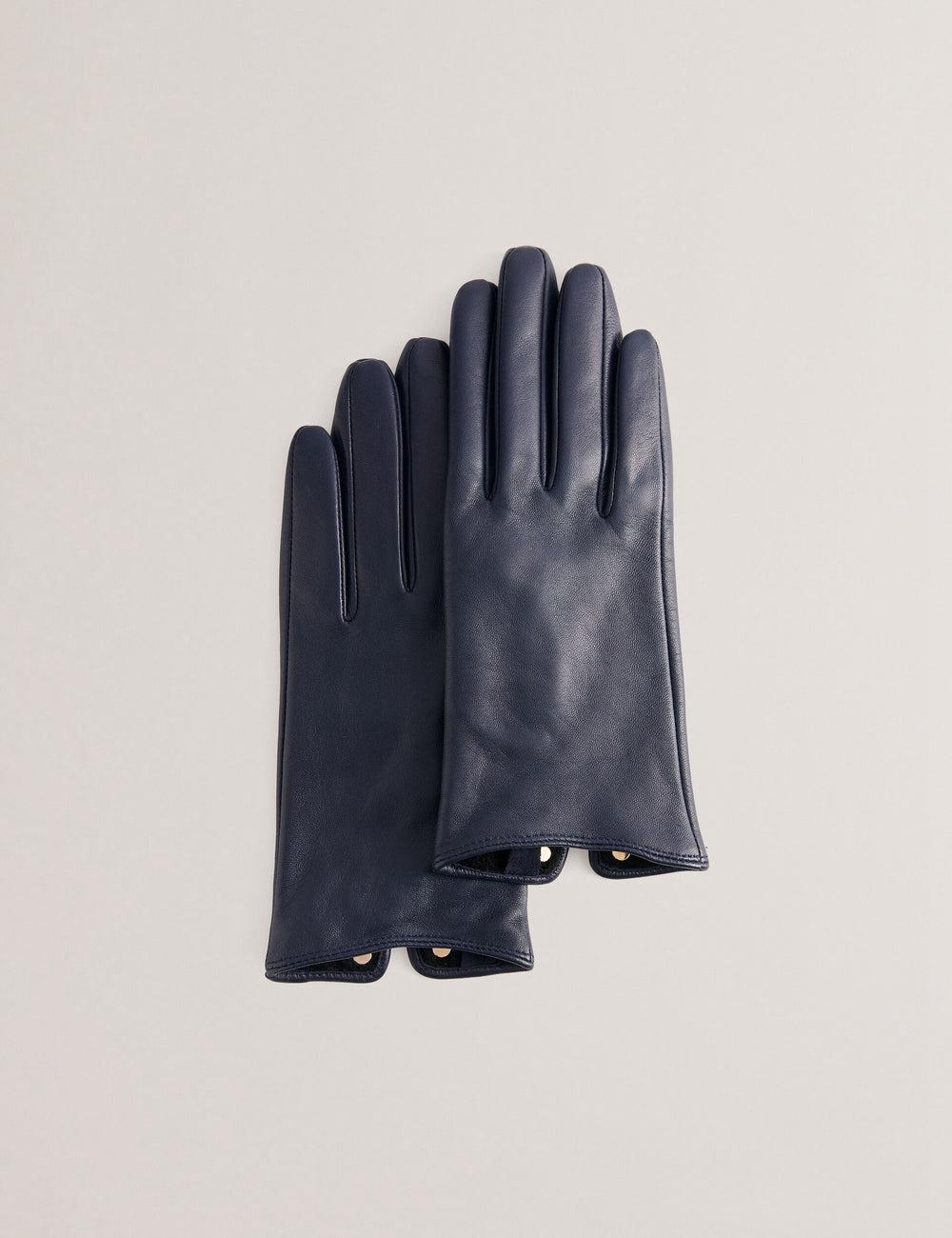 Navy Women Ted Baker ARLEOS - Leather Split Cuff Gloves | NZ  MZQS-06572