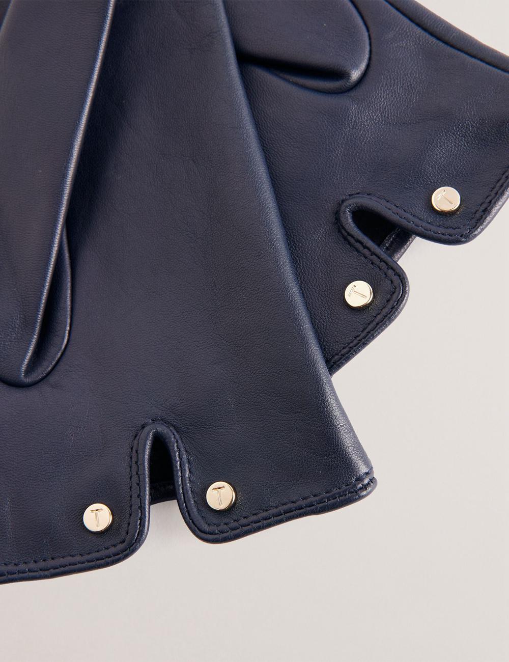 Navy Women Ted Baker ARLEOS - Leather Split Cuff Gloves | NZ  MZQS-06572