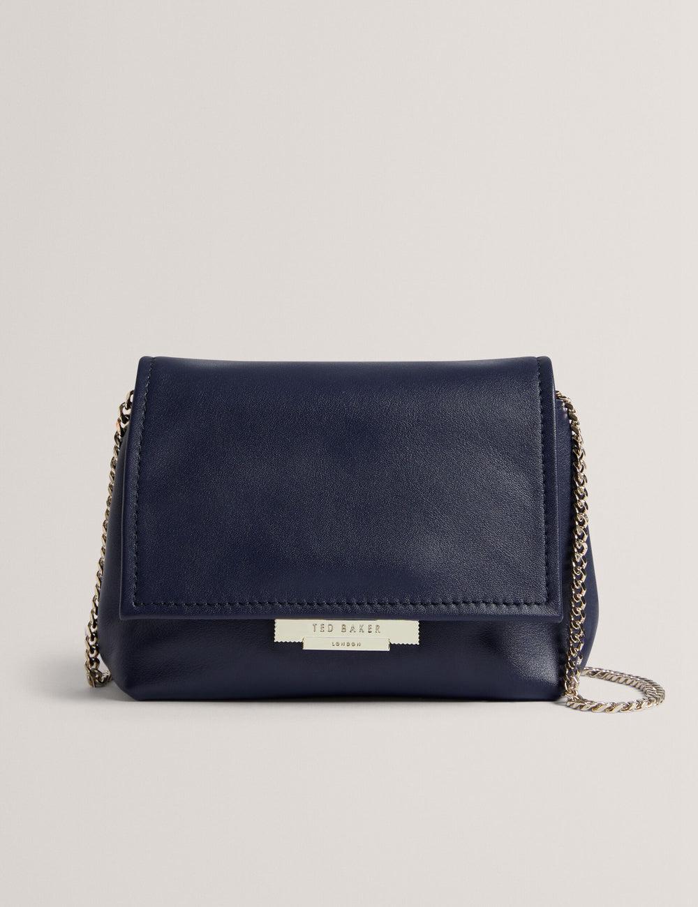 Navy Women Ted Baker DEMNI - Mini Leather Fold Over Chain Crossbody Bags | NZ  VYNI-80715