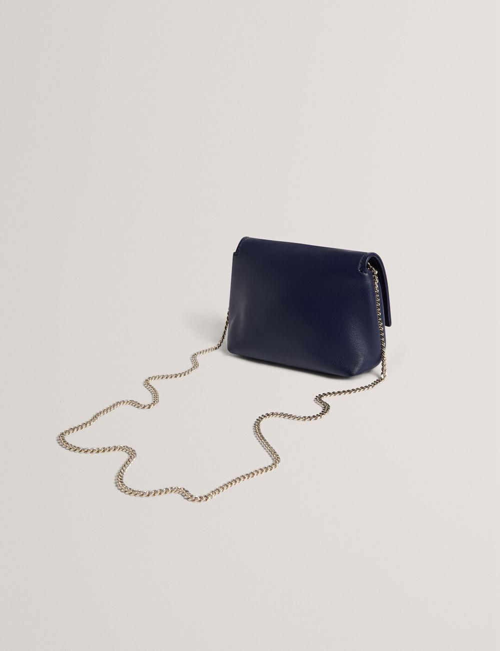 Navy Women Ted Baker DEMNI - Mini Leather Fold Over Chain Crossbody Bags | NZ  VYNI-80715