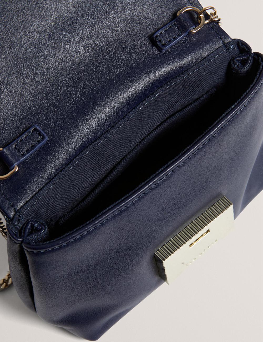 Navy Women Ted Baker DEMNI - Mini Leather Fold Over Chain Crossbody Bags | NZ  VYNI-80715