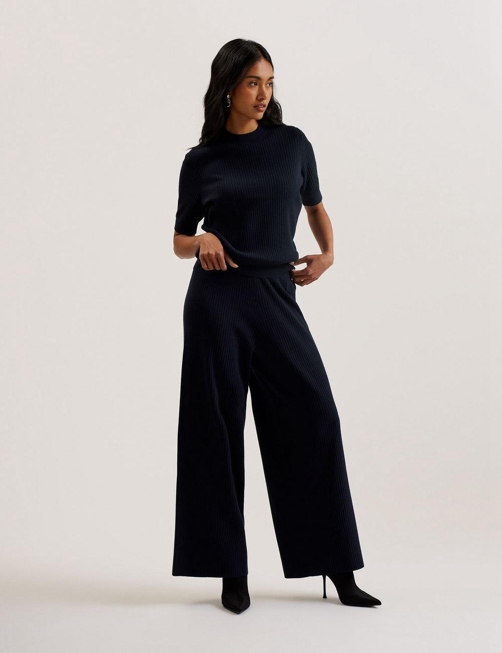 Navy Women Ted Baker ELLIHAA - Ribbed Knit Half Sleeve Tops | NZ  GVAK-87592