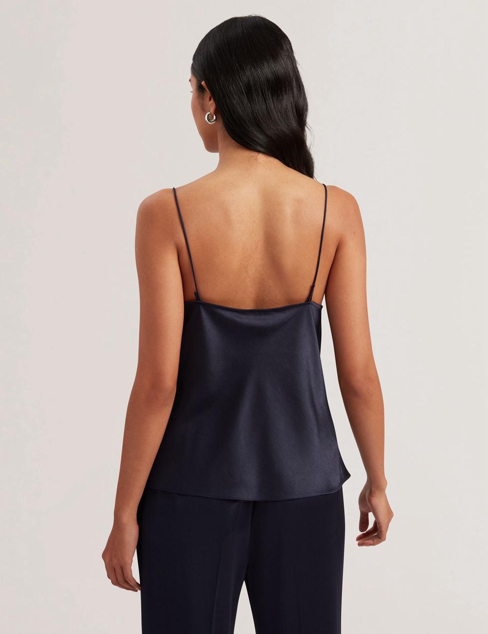 Navy Women Ted Baker KITI - Satin Cowl Neck Strappy Cami Tops | NZ  JOYB-15460