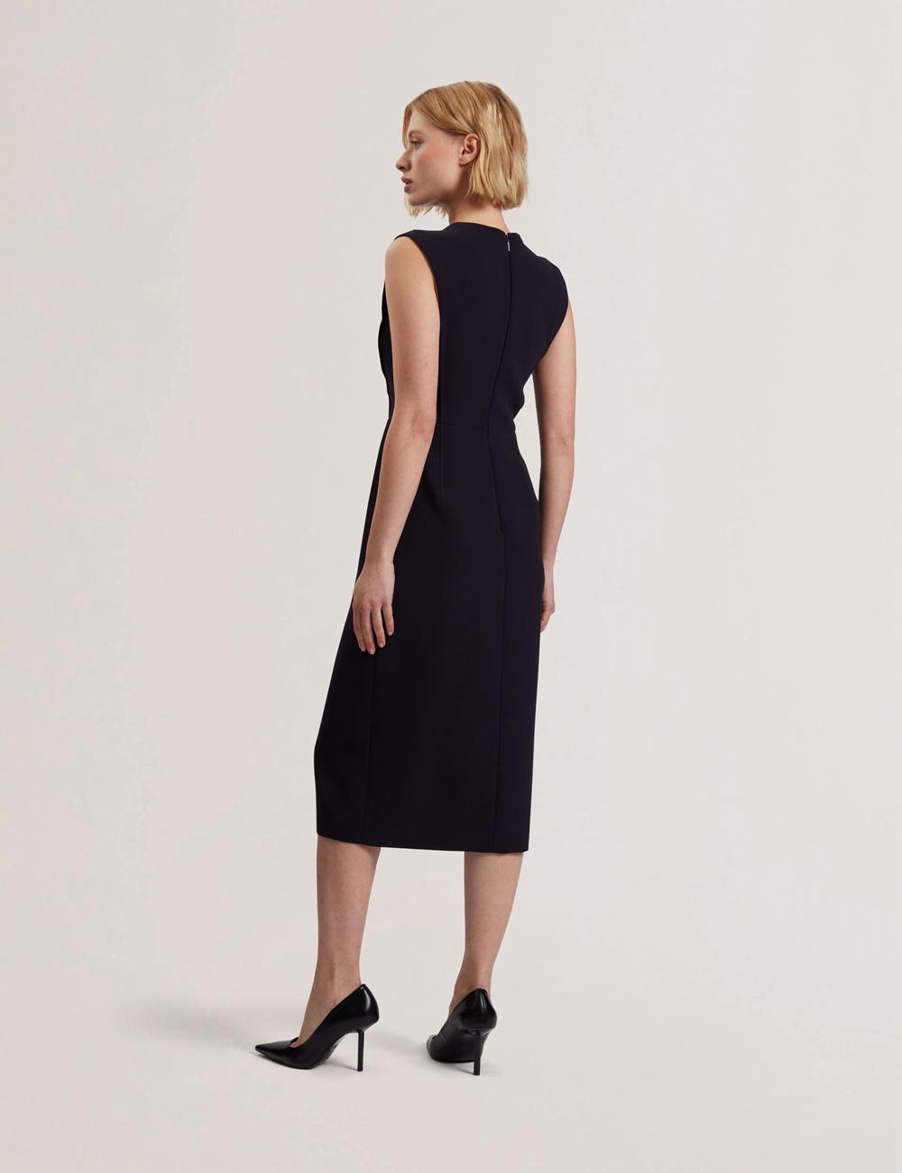 Navy Women Ted Baker MANABDL - Tailored Sleeveless With Front Split Midi Dresses | NZ  NWAB-71320