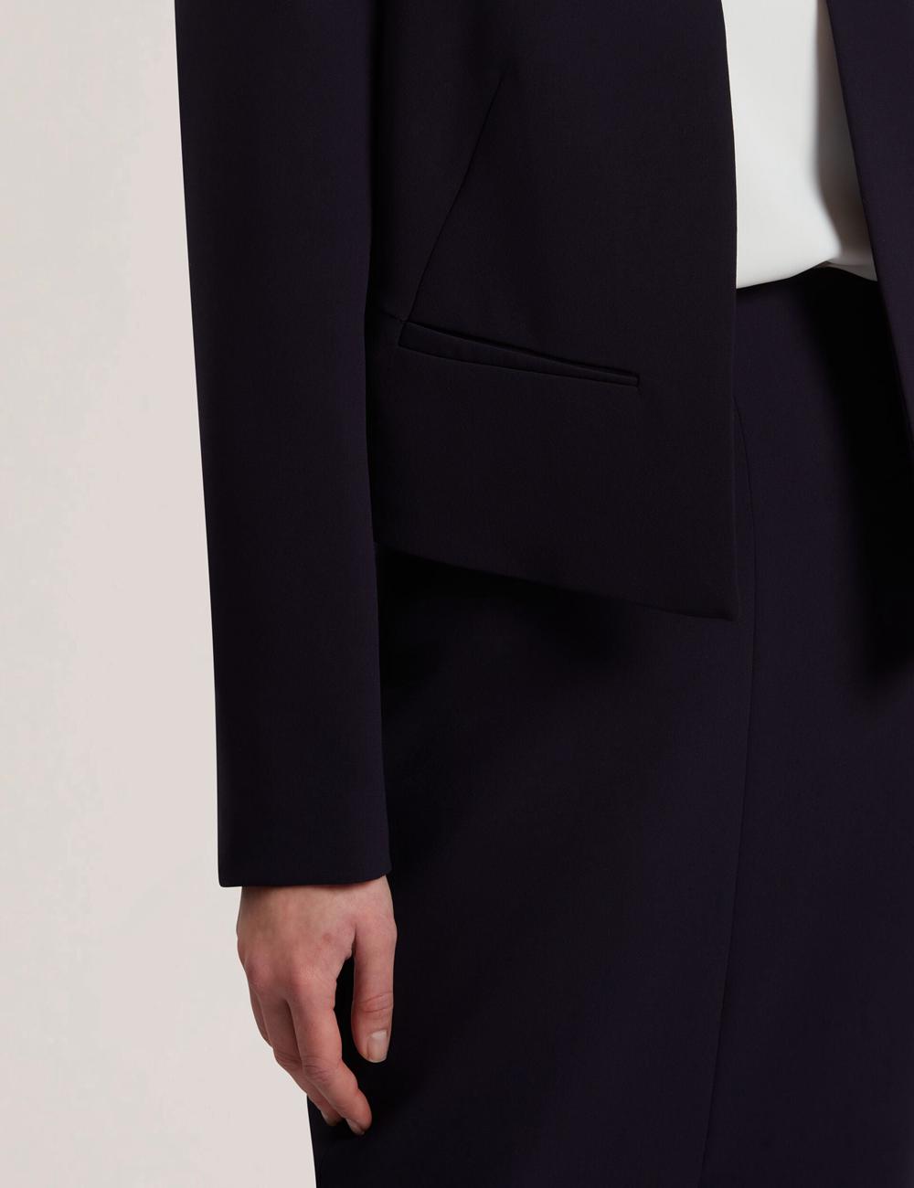 Navy Women Ted Baker MANABJL - Tailored Round Neck Cropped Open Jackets | NZ  CGLA-83564