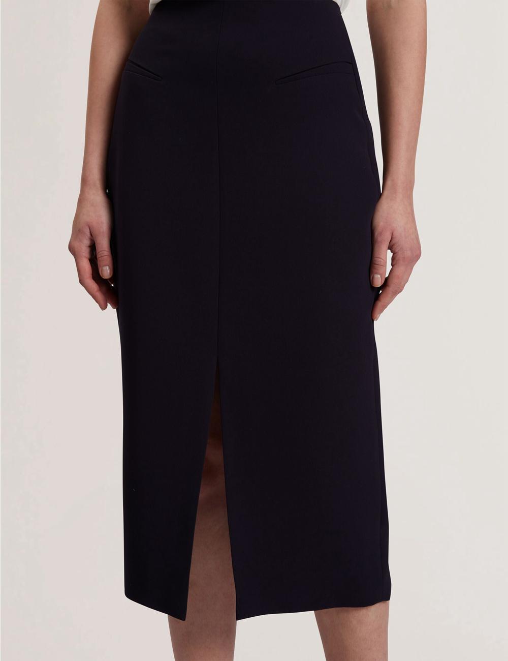 Navy Women Ted Baker MANABSL - Tailored Midi Pencil Skirt With Front Split Midi Skirts | NZ  OPZV-10564