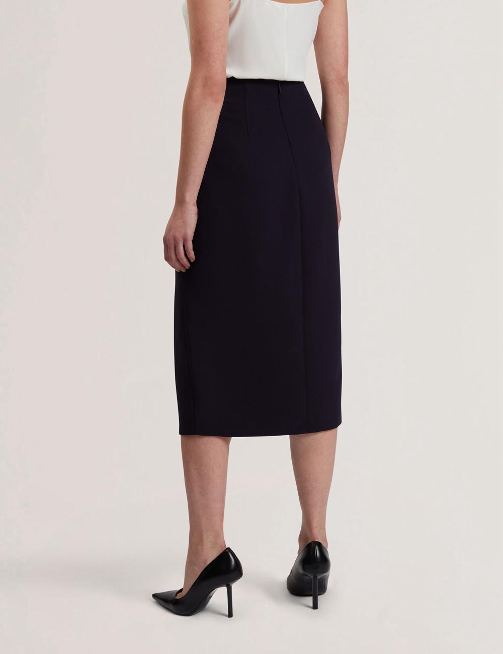 Navy Women Ted Baker MANABSL - Tailored Midi Pencil Skirt With Front Split Midi Skirts | NZ  OPZV-10564