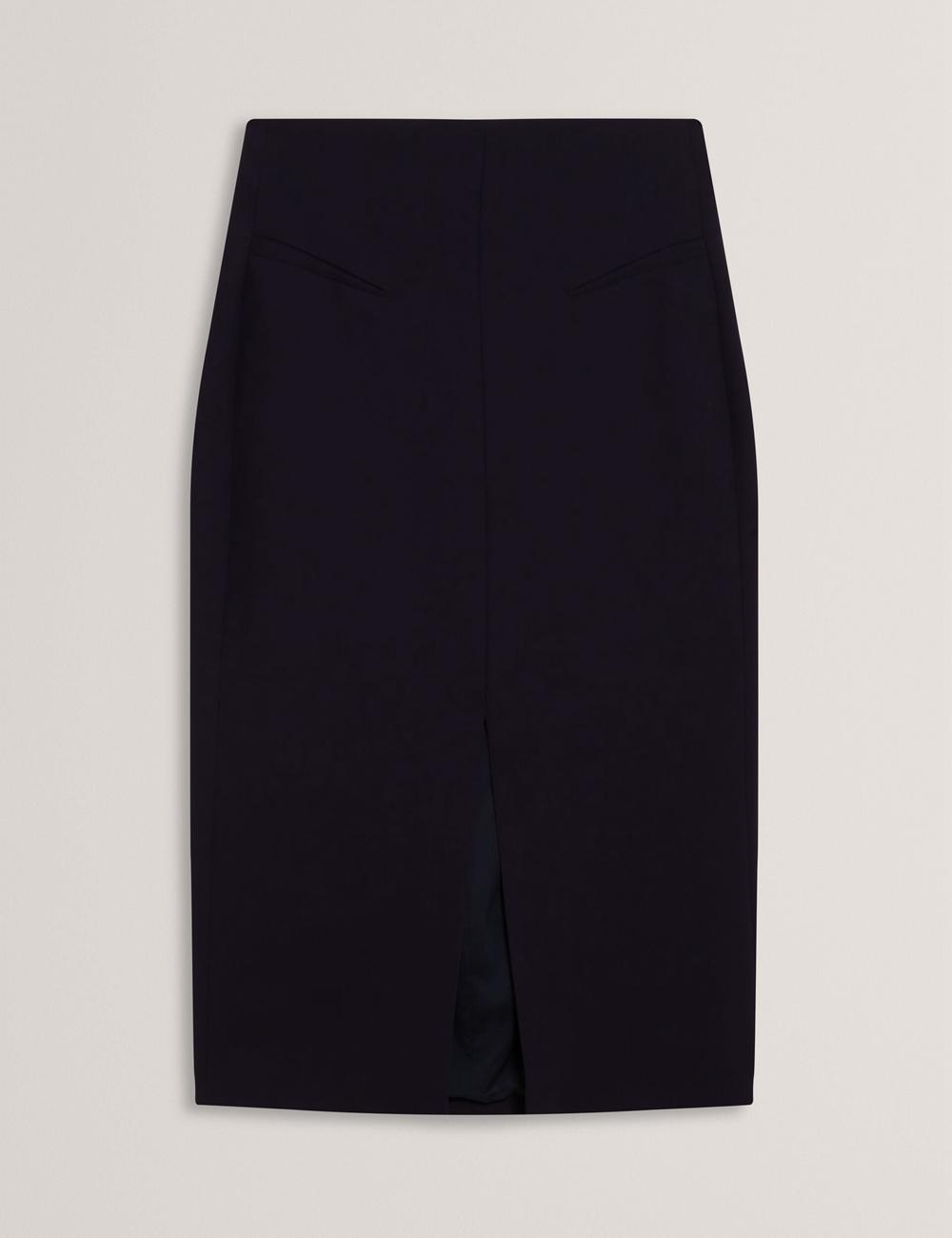 Navy Women Ted Baker MANABSL - Tailored Midi Pencil Skirt With Front Split Midi Skirts | NZ  OPZV-10564
