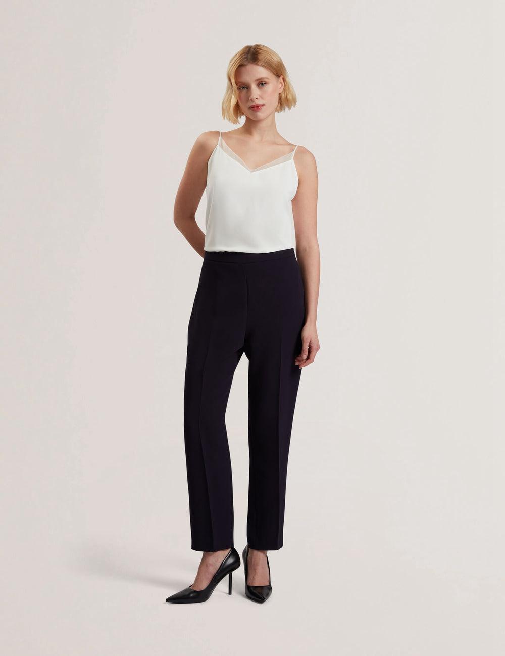 Navy Women Ted Baker MANABTL - High Waist Tapered Leg Tailored Trousers | NZ  RQFU-69310