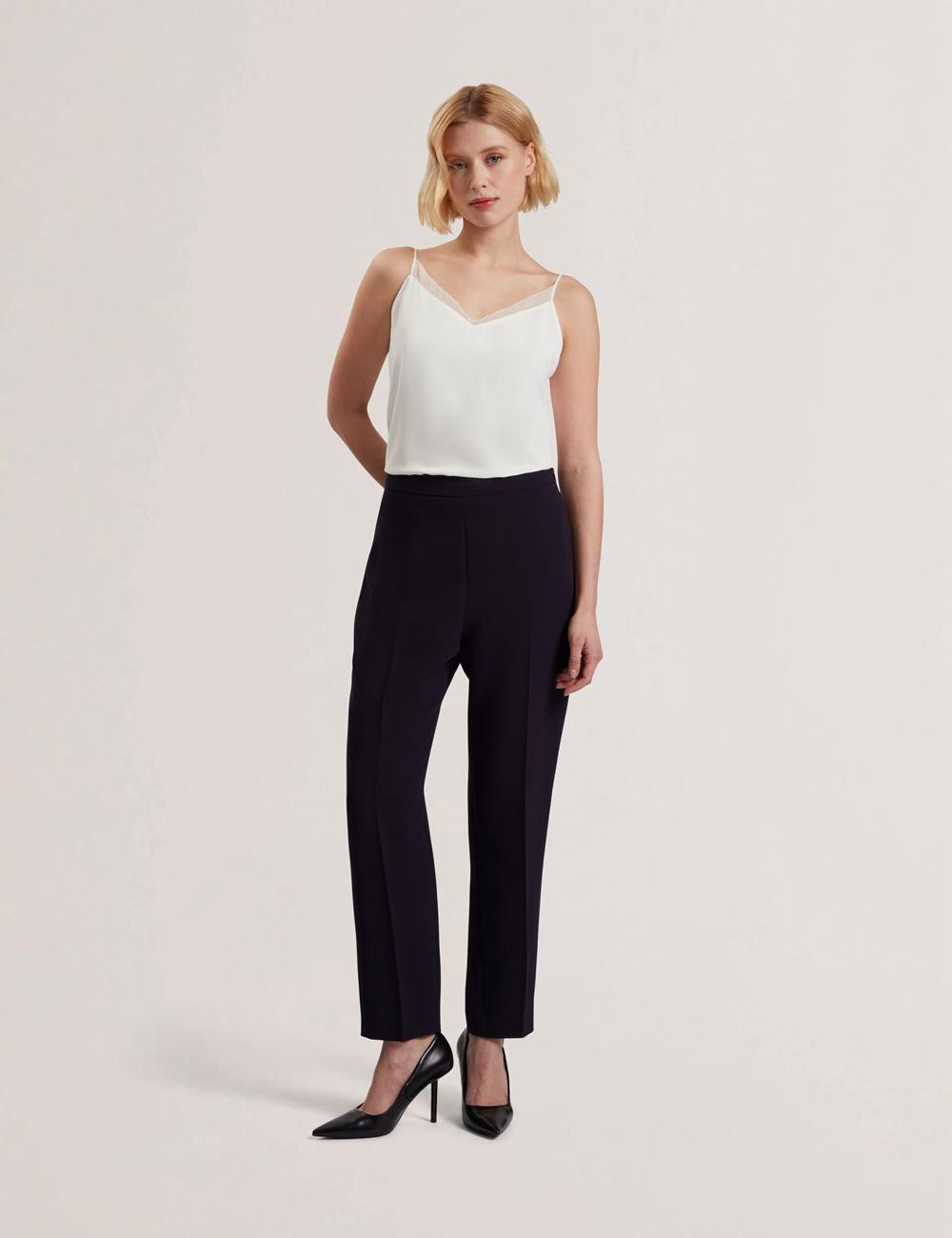 Navy Women Ted Baker MANABTL - High Waist Tapered Leg Tailored Trousers | NZ  RQFU-69310