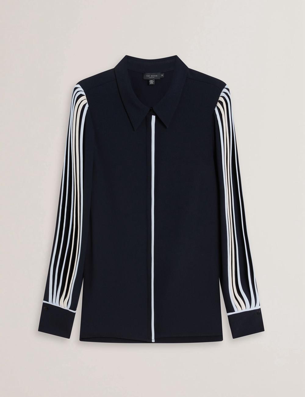 Navy Women Ted Baker MIRITI - Contrast Piping Detail Long Sleeve Casual Shirts | NZ  PRHN-24178