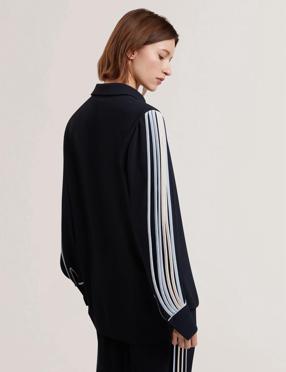 Navy Women Ted Baker MIRITI - Contrast Piping Detail Long Sleeve Casual Shirts | NZ  PRHN-24178