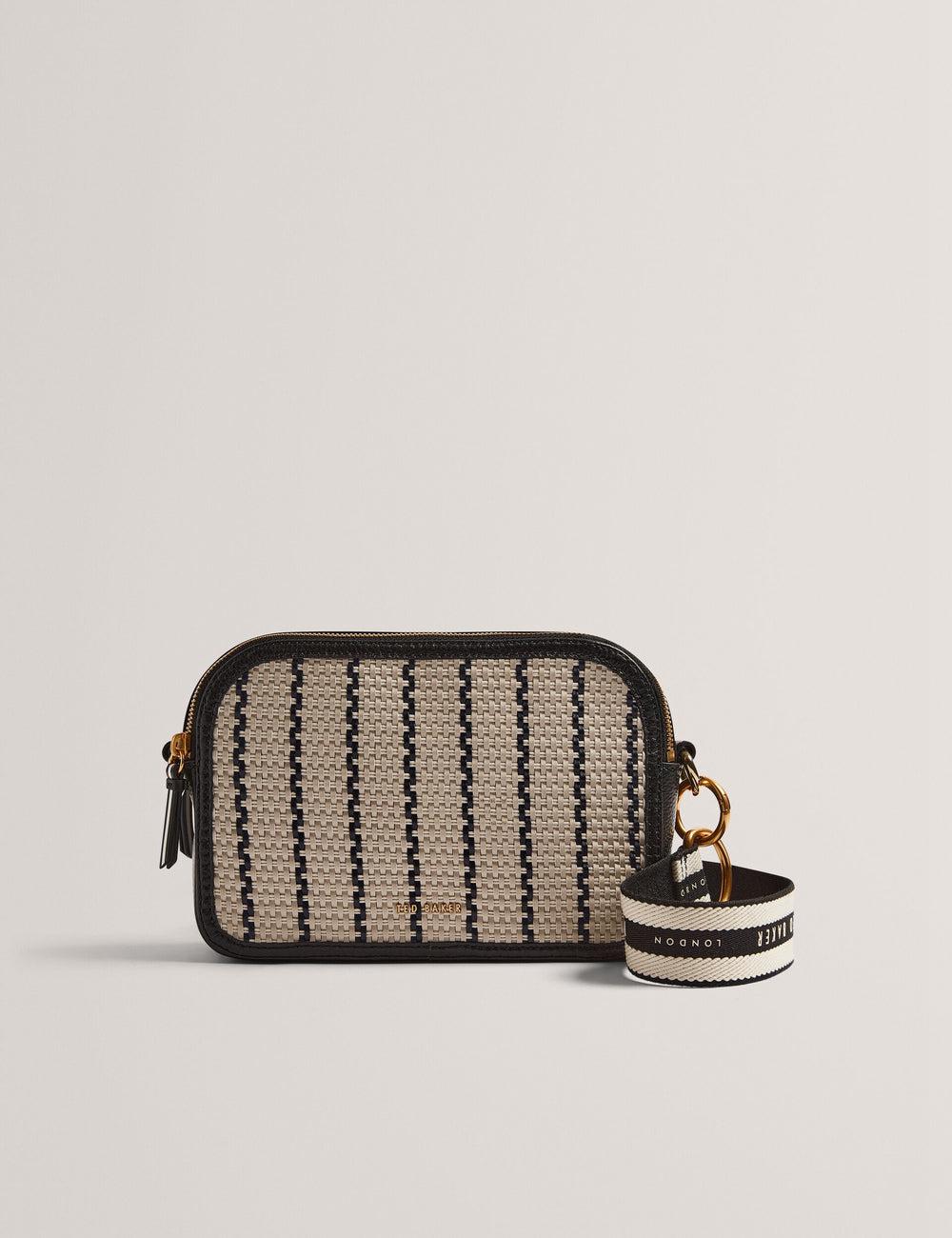 Navy Women Ted Baker RIVEA - Woven Panel Faux Leather Camera Camera Bag | NZ  PMNX-60291