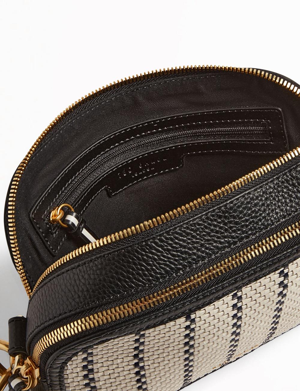 Navy Women Ted Baker RIVEA - Woven Panel Faux Leather Camera Camera Bag | NZ  PMNX-60291
