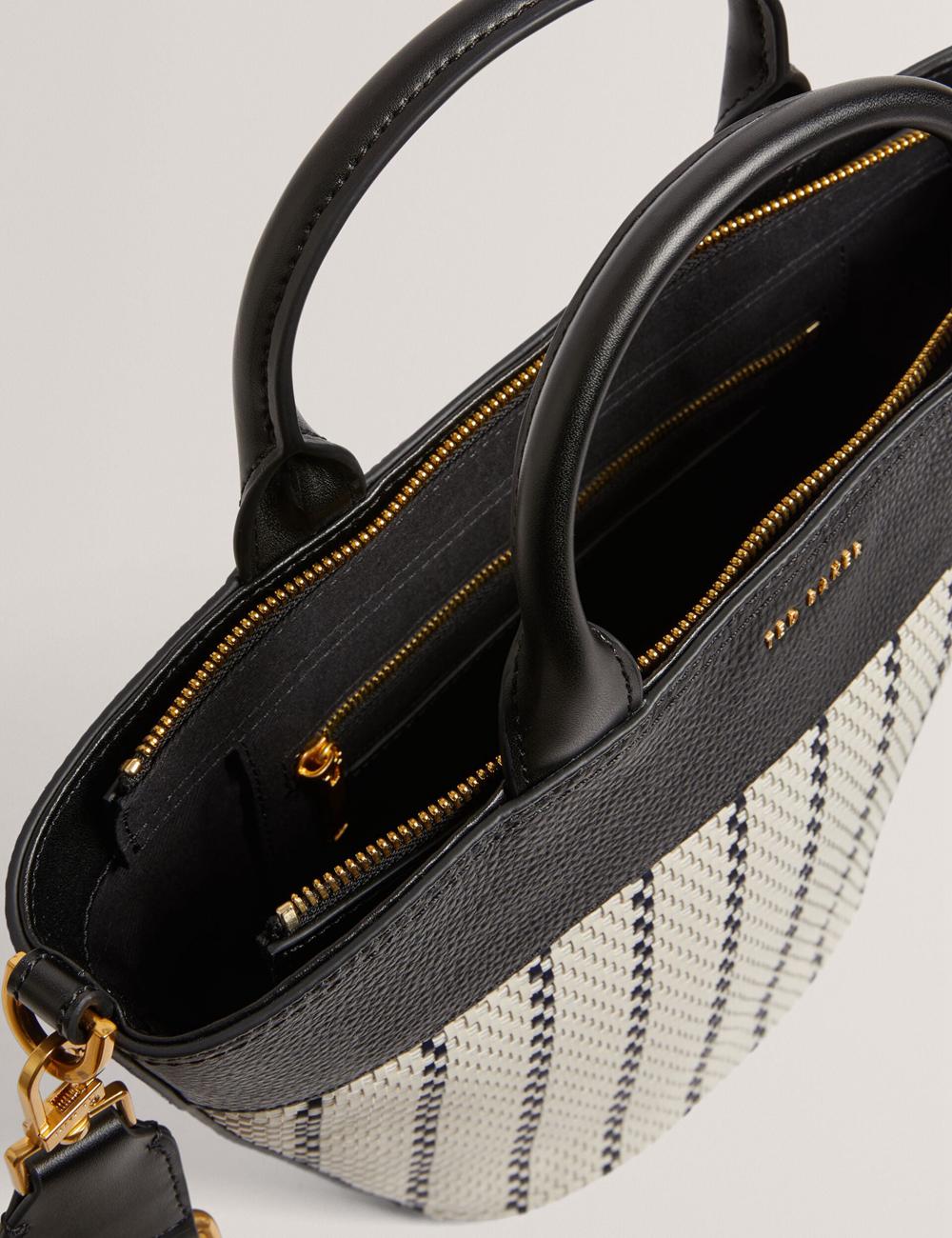 Navy Women Ted Baker RIVERI - Woven Leather Trim Bucket With Webbing Strap Tote Bags | NZ  TCZO-37526