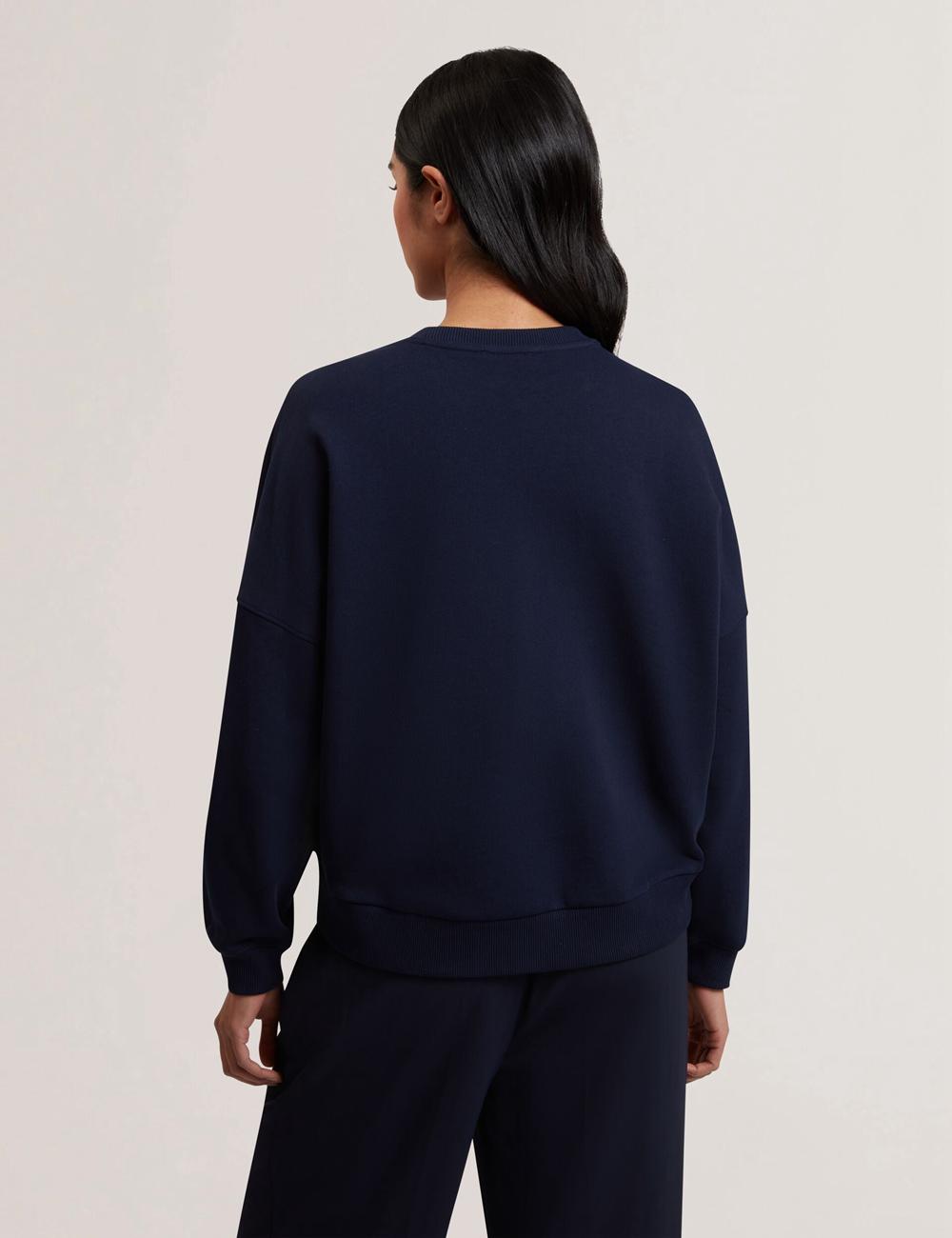Navy Women Ted Baker SANDERR - Tufted Floral Graphic Cotton Sweatshirts | NZ  ANMJ-10546