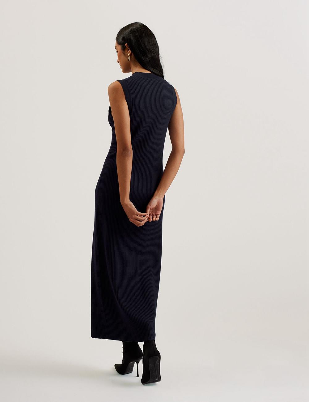 Navy Women Ted Baker SANDIII - Sleeveless Ribbed Knit Column Maxi Dresses | NZ  YSXM-61025