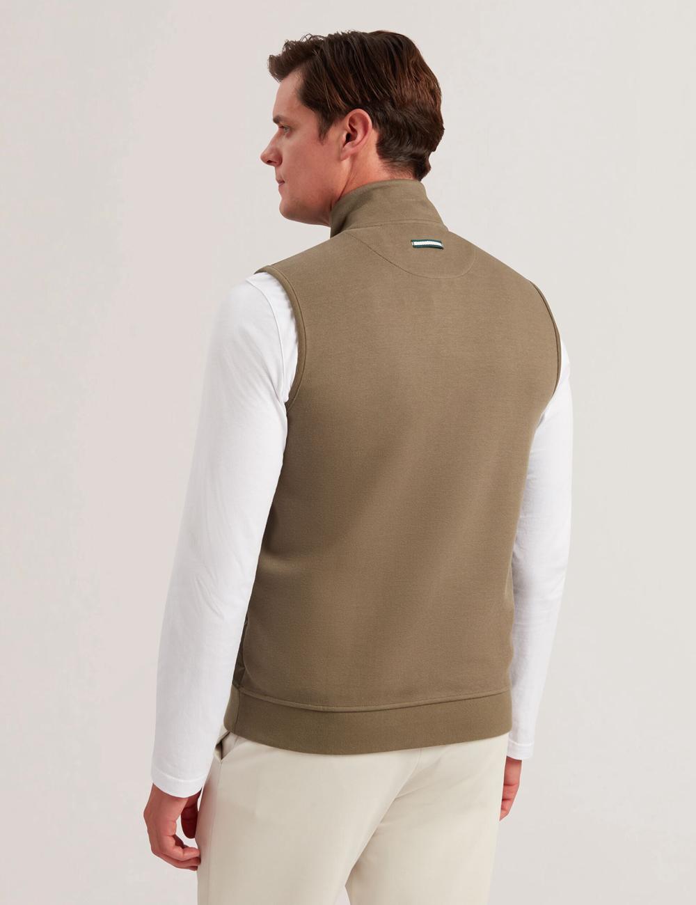 Olive Men Ted Baker ATHO - Quilted Funnel Neck Zip-Up Gillets | NZ  VSWD-54629