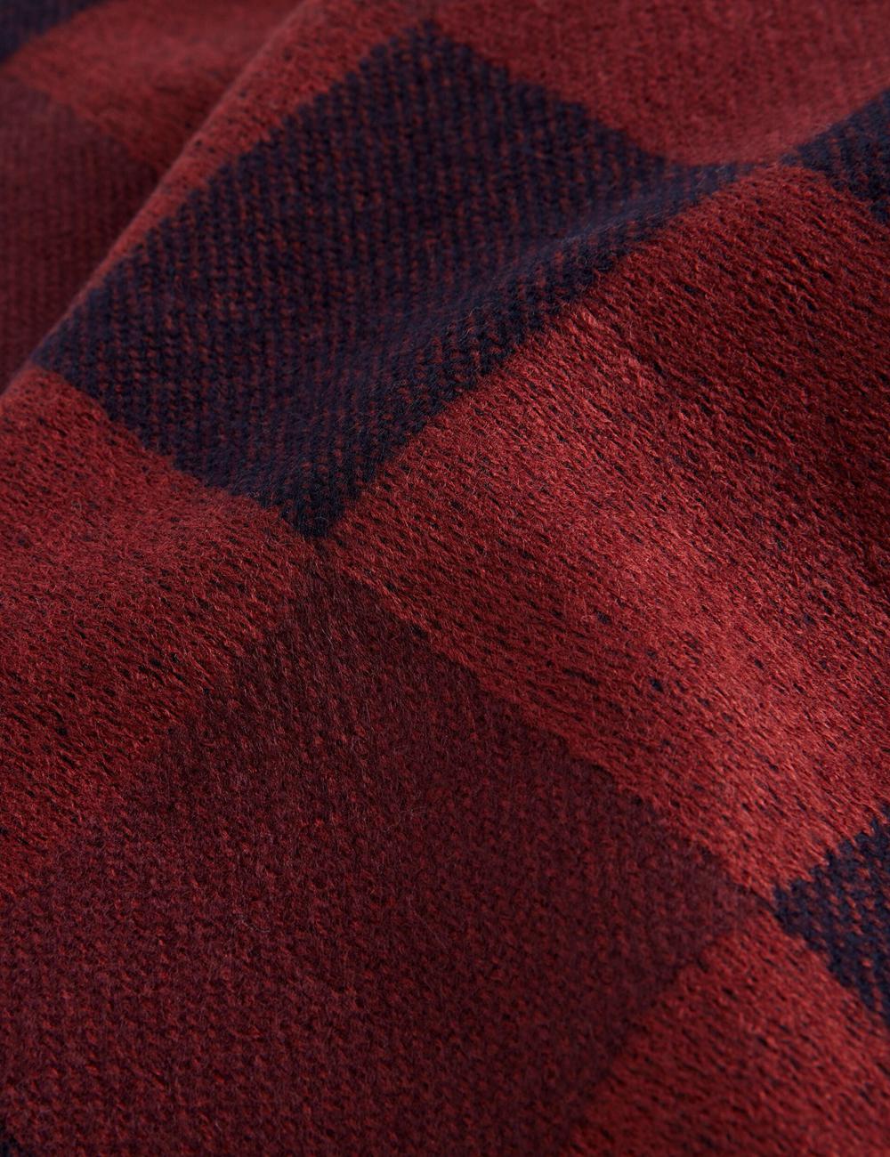 Oxblood Men Ted Baker PETERRR - Block Check With Fringe Trim Woven Scarves | NZ  BHFW-95268