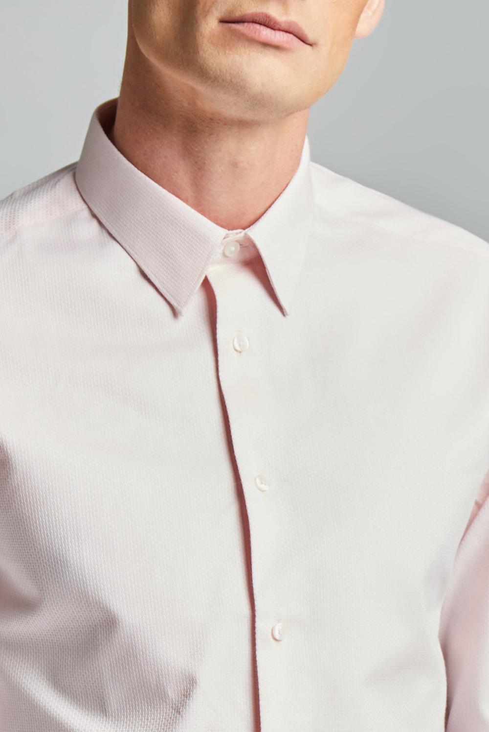 Pink Men Ted Baker DORAIN - Textured Cotton Long Sleeve Formal Shirts | NZ  LYHQ-27109