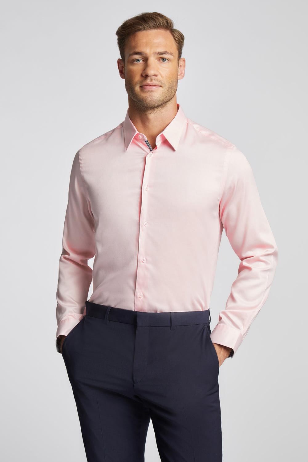 Pink Men Ted Baker MAELOR - Slim Fit Sateen Cotton Formal Shirts | NZ  MFTC-61372