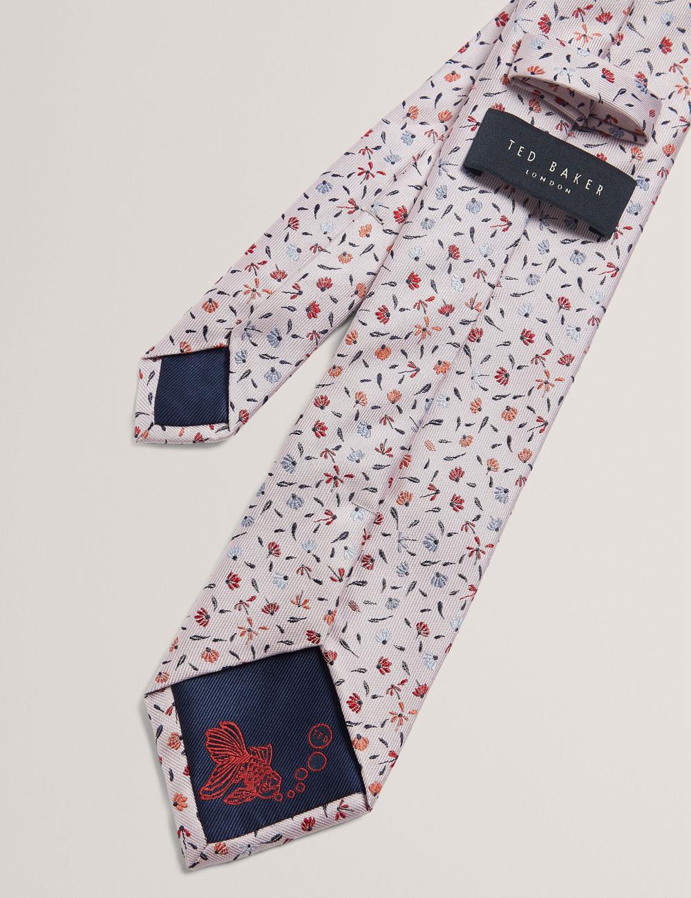 Pink Men Ted Baker ORSEA - Ditsy Petal Print Woven Silk Ties | NZ  CIWS-23850