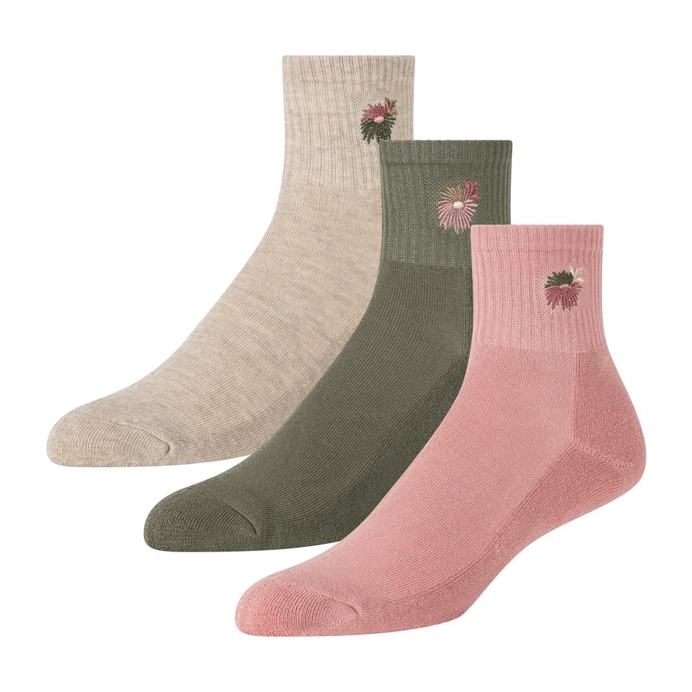 Pink Women Ted Baker 3 Pack Cushioned Sole High Ankle Crew Socks | NZ  OCVR-06931