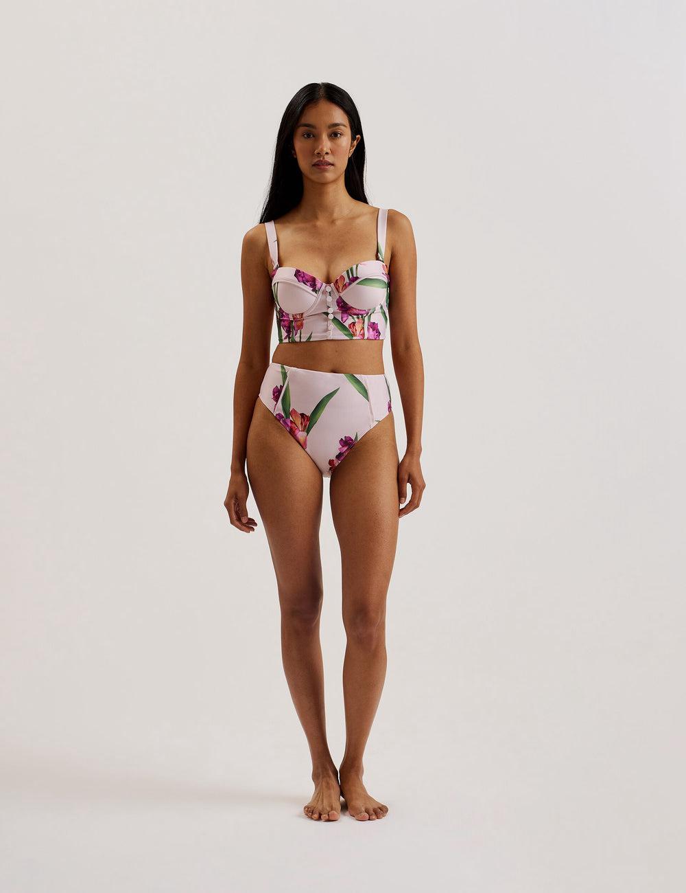 Pink Women Ted Baker AVELEA - Floral Print High Waisted Bikini Bottoms | NZ  JEPX-93745