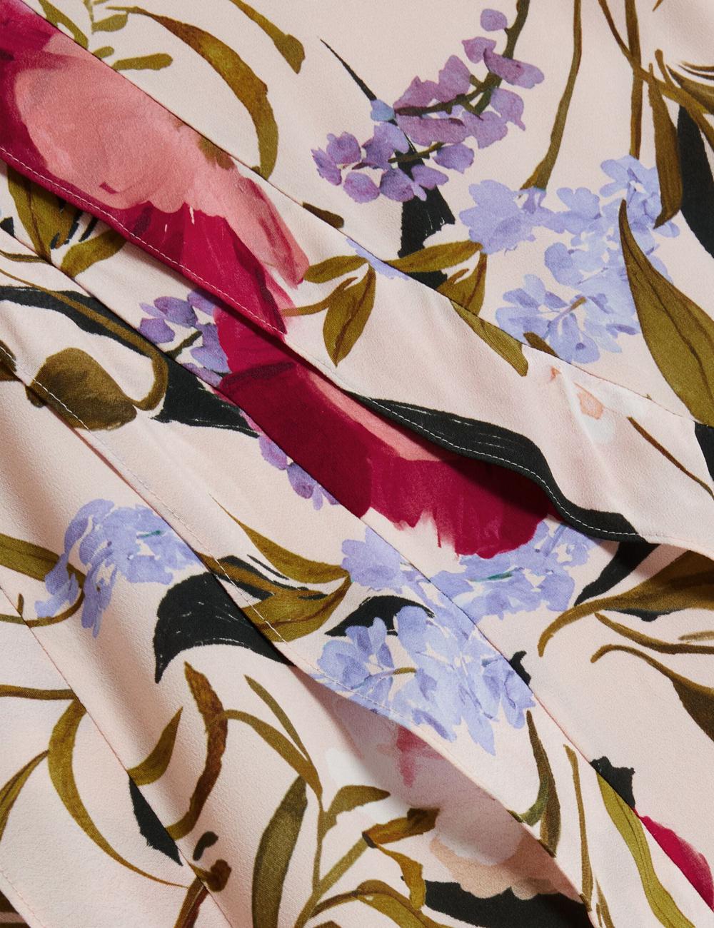 Pink Women Ted Baker CANDICI - Floral Print Frill Trim With Split Midi Skirts | NZ  VERB-49563