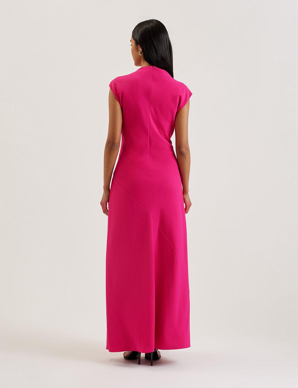 Pink Women Ted Baker EREAS - Drape Neckline Cap Sleeve Maxi Dresses | NZ  WZVF-49507