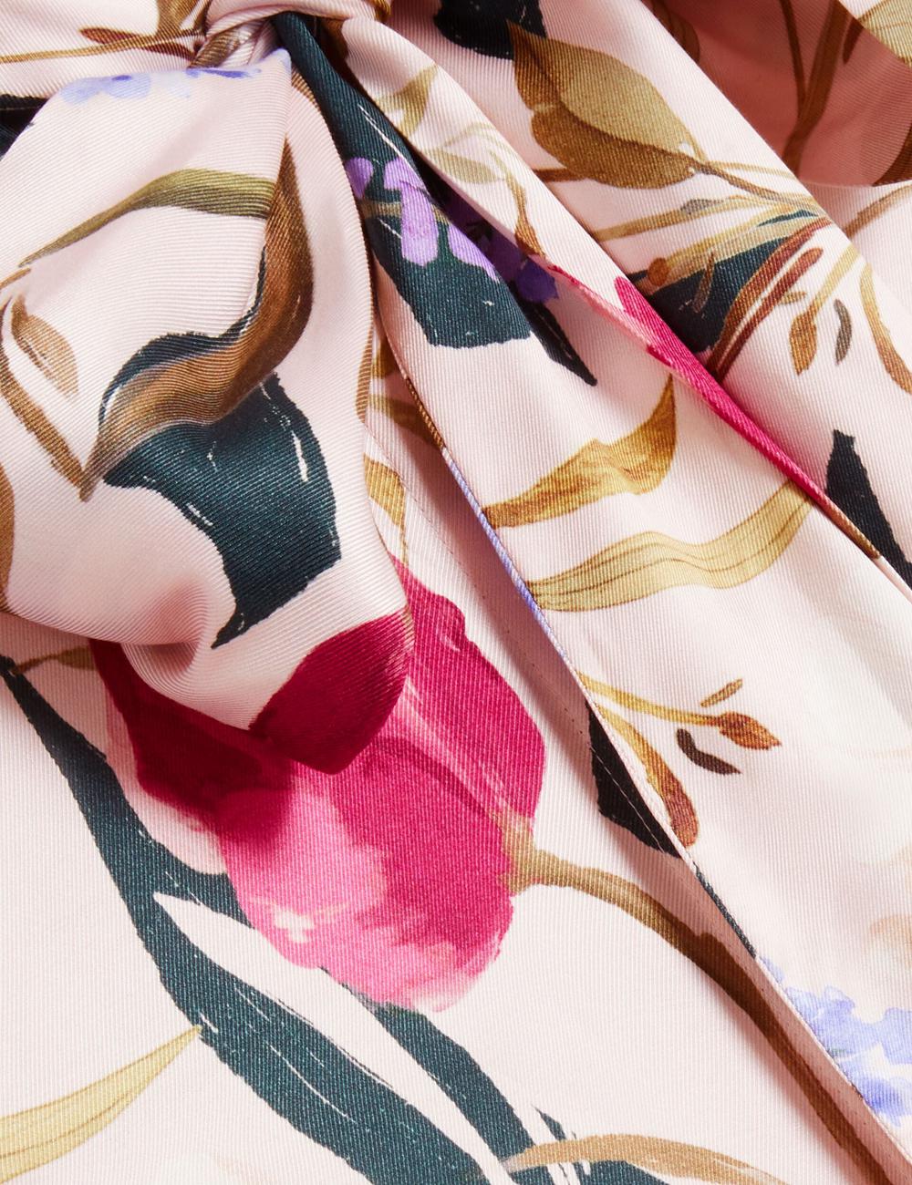 Pink Women Ted Baker LEEYAA - Floral Print Neck Longline Blouses | NZ  YIEQ-79824