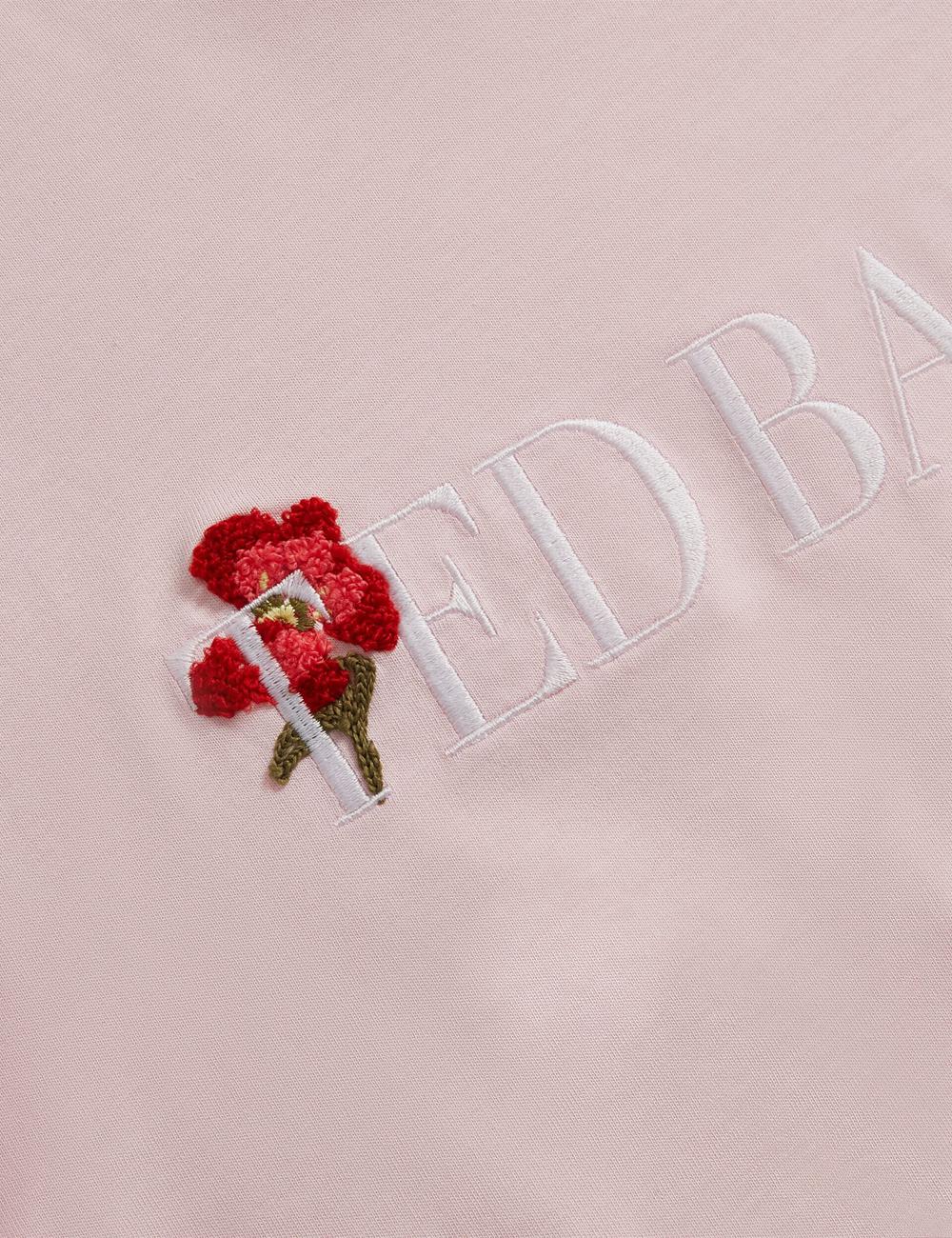 Pink Women Ted Baker MOLII - Embroidered Logo Cropped Cotton T-Shirts | NZ  WIRE-42967