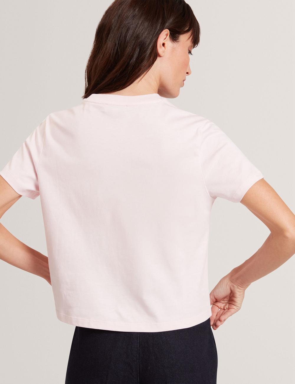 Pink Women Ted Baker MOLII - Embroidered Logo Cropped Cotton T-Shirts | NZ  WIRE-42967