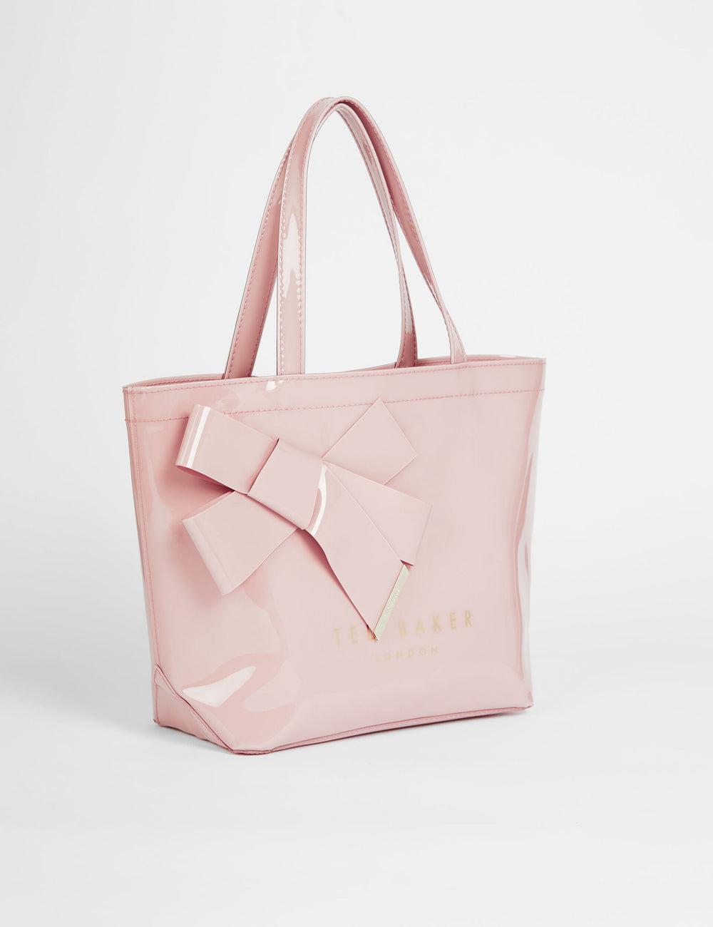 Pink Women Ted Baker NIKICON - Small Knot Bow Vinyl Icon Tote Bags | NZ  UKWV-94521
