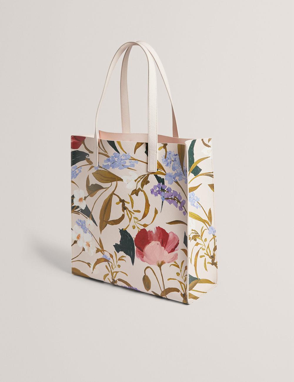 Pink Women Ted Baker PALAMAA - Floral Print PU Leather Large Tote Bags | NZ  NVBY-20175