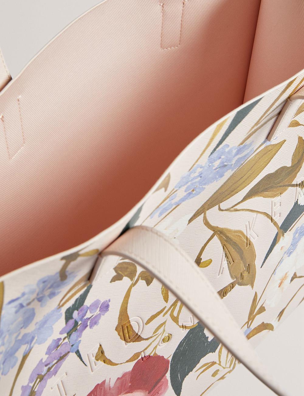 Pink Women Ted Baker PALAMAA - Floral Print PU Leather Large Tote Bags | NZ  NVBY-20175