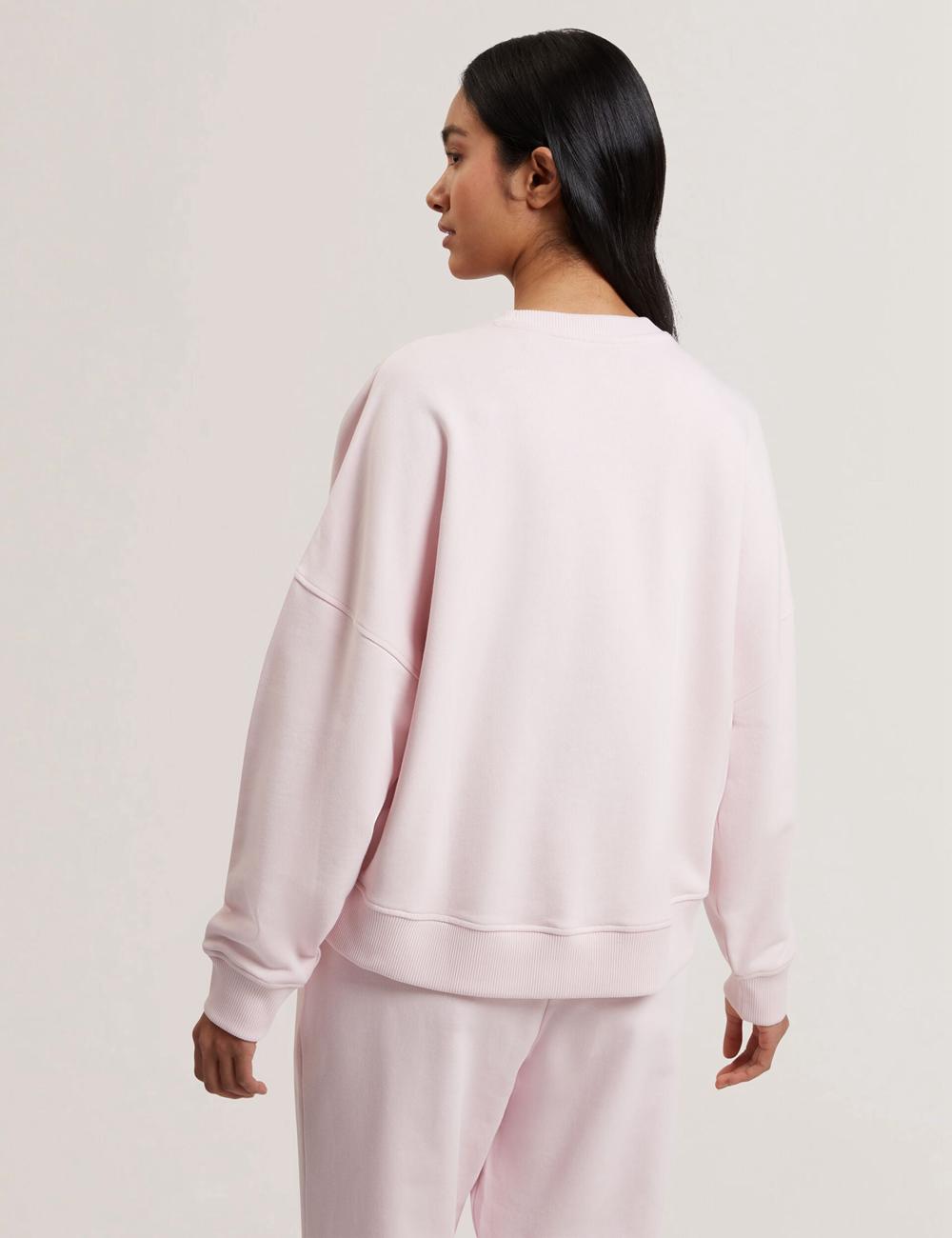 Pink Women Ted Baker STIILA - Embroidered Logo Pure Cotton Sweatshirts | NZ  RNUL-05461