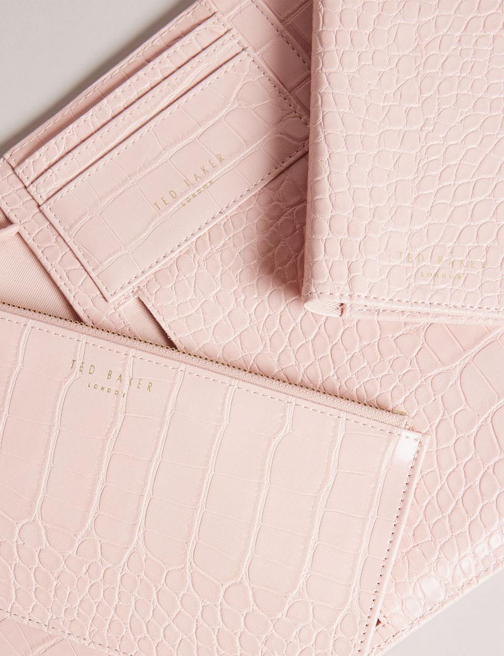 Pink Women Ted Baker TRAVELZ - Croc Faux Leather Travel Organiser Wallets | NZ  WZPU-72186